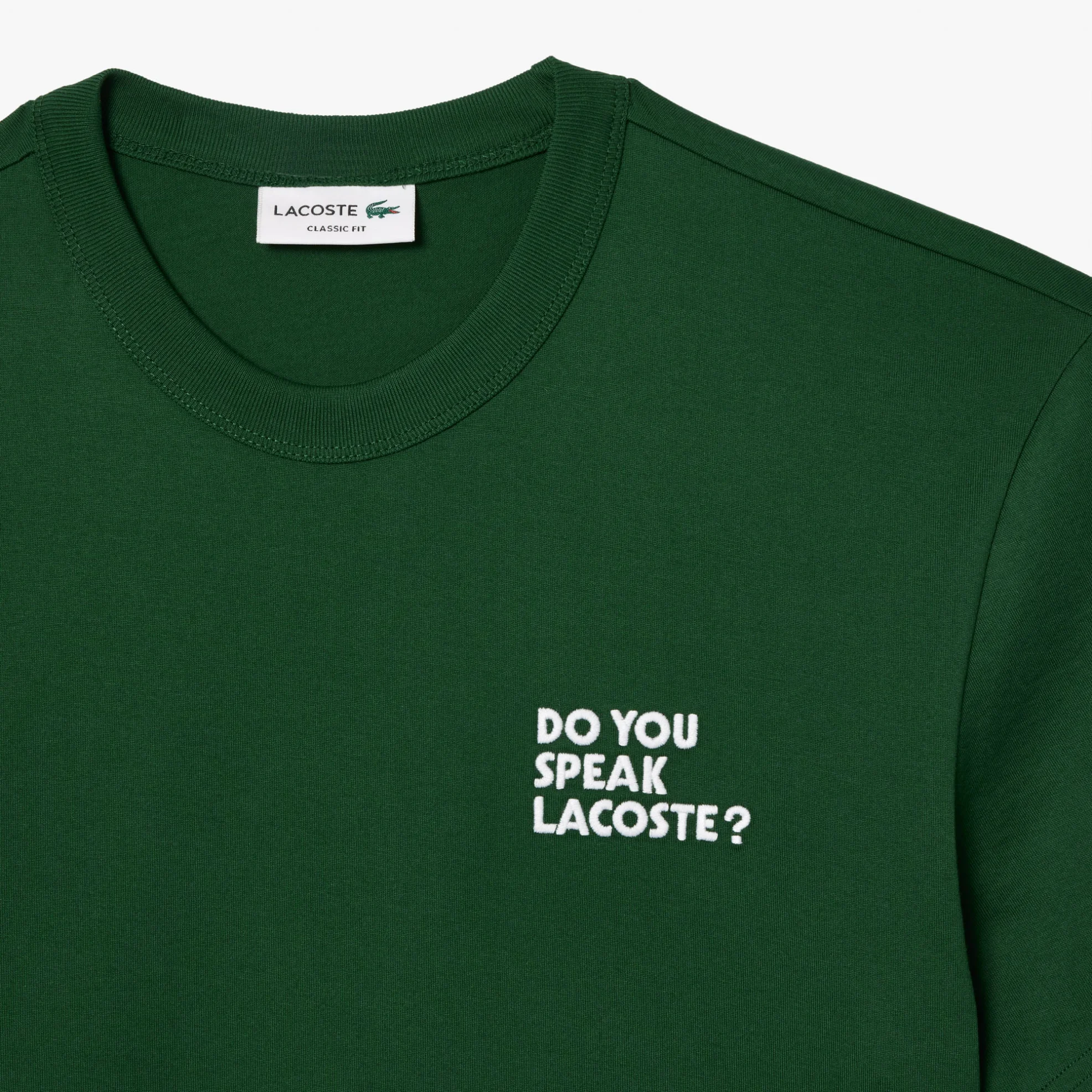 CAMISETA LACOSTE TH2285 DO YOU SPEAK LACOSTE? LOGO COSTAS