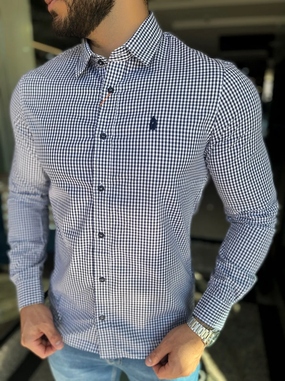 Camisa xadrez hot sale azul marinho