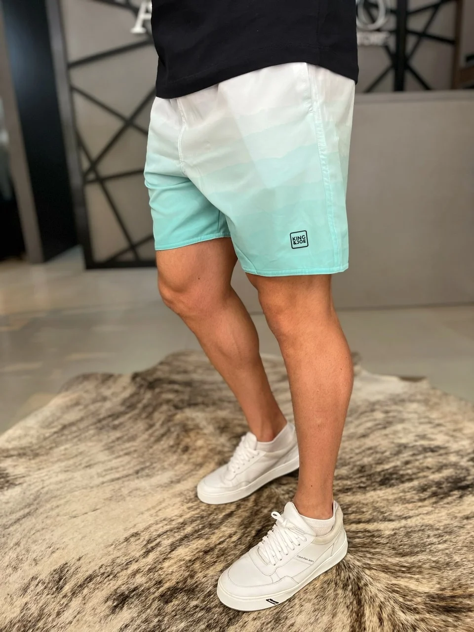 SHORTS NYLON PRAIA AQUARELA DEGRADE VERDE KING JOE Apholo Marau