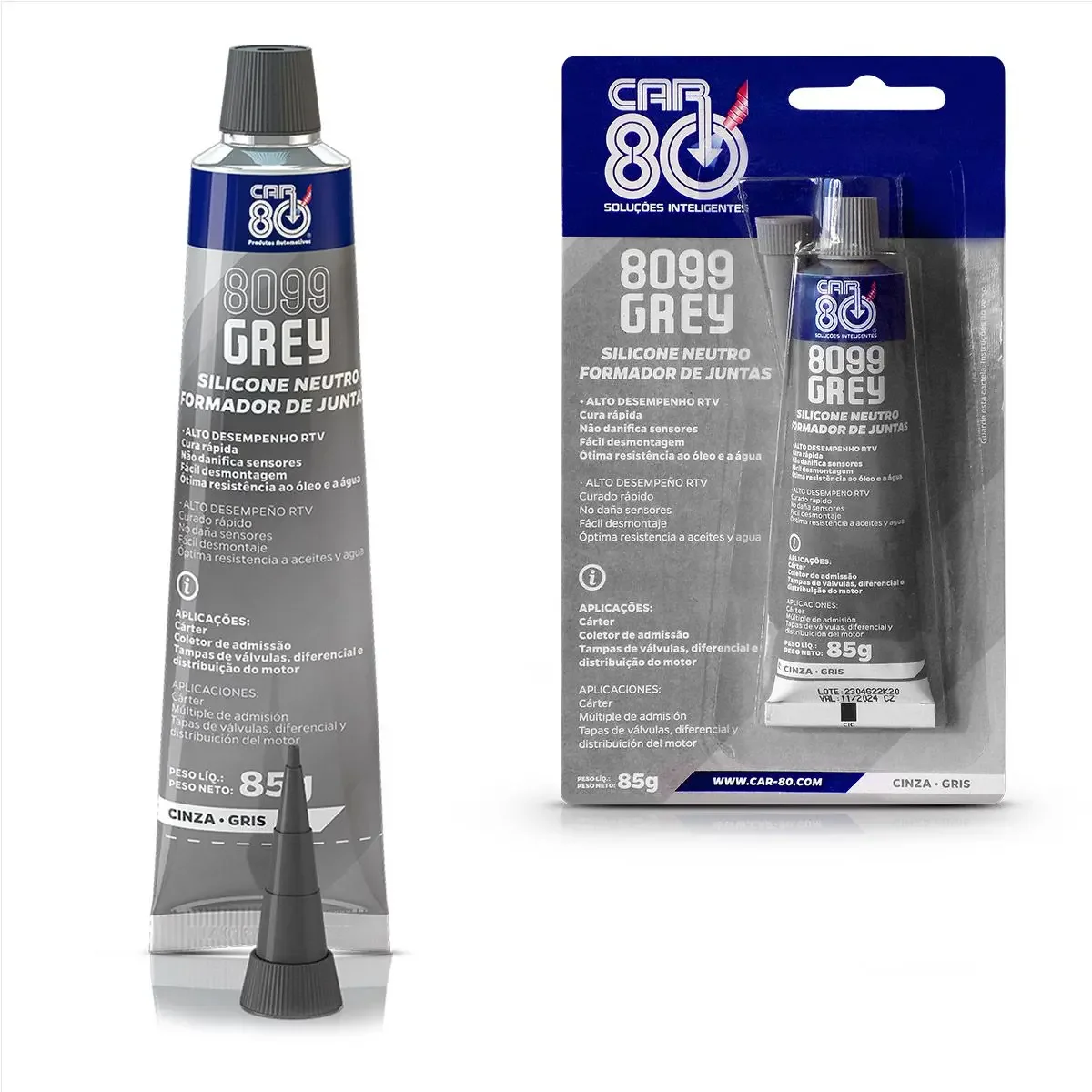 Silicone Alta Temperatura Cinza Car80 - 85G - OK Pecas