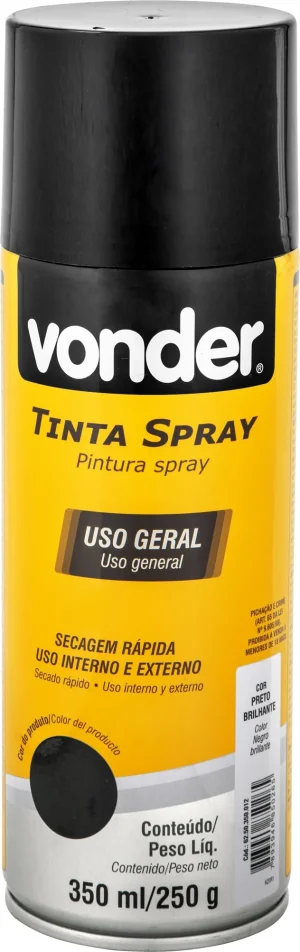 Tinta Spray Preto Brilhante (Uso Geral) - 400Ml