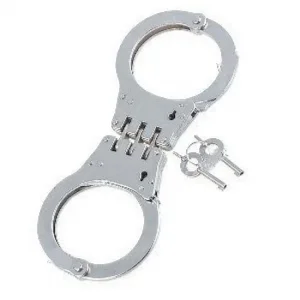 Algema Policial Inox HANDCUFFS c/ Dobradiça + 2 Chaves