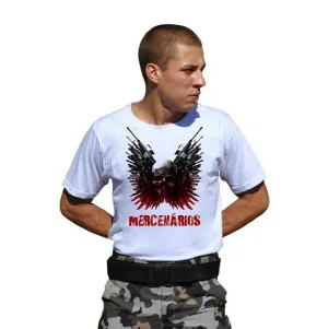 Camiseta Branca Estampa Mercenarios Tam M