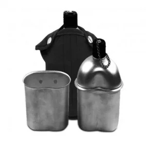Cantil Aluminio Com Caneca Aluminio 0,9lts Capa Preta