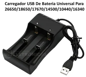 Carregador Duplo Bateria 3,7v Eletrico e Carro
