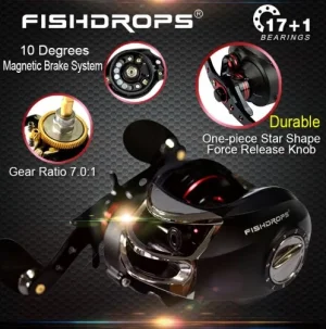 Carretilha FishDrop Recolhimento 7.0:1 18 Rolamentos Direita