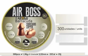 Chumbinho Air Boss Barracuda Cobreado 1,36gr 5,5mm