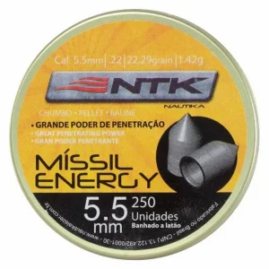 Chumbinho Nautika Missil Energy Calibre 5,5mm Caixa 250und