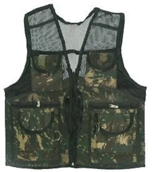 Colete Caça Camuflado C/ Ventilacao e Bolsos Tam P