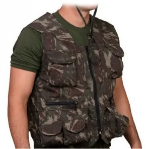 Colete de Caça / Pesca / Tiro Camuflado 8 Bolsos Tam G