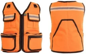 Colete Laranja de Cacador Fita Refletiva 7 Bolsos Tam GG