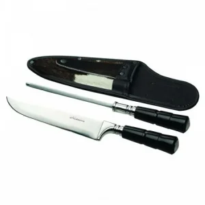 Conjunto Kit Faca Inox Cabo Chifre Torneado e Chaira