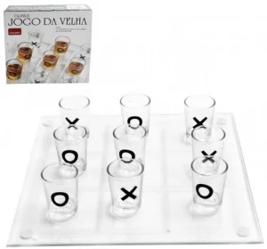 Jogo da Velha Vidro e Copos Drink 10pcs
