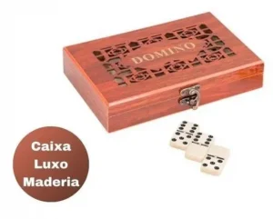 Jogo de Domino Madeira Com 28 Pecas Completo Caixa Madeira