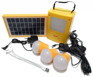 Kit Camping Carregador Painel Solar Luminária 3 Lâmpadas Led