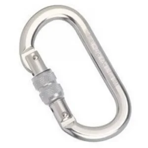 Mosquetão Alumínio Oval Rosca QF 20KN Polido