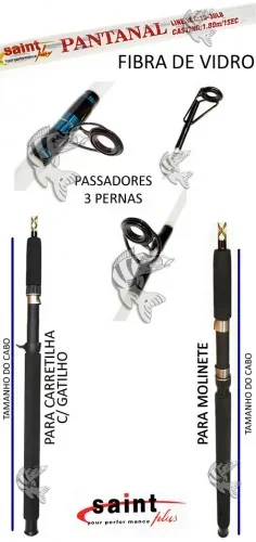 Vara Pesca Fibra Vidro Saint Pantanal 30-50lbs 1,80mts
