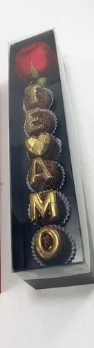 Caixa para 6 Doces e 1 Rosa - Preta