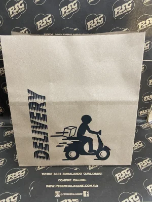 Saco Kraft 80g Delivery 20x12x26Cm - Pacote 50 unidades