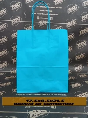 Sacola KB Chap Azul Turquesa 17,5cm x 8,5cm x 21,5cm