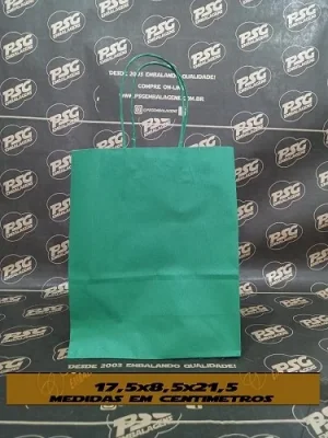 Sacola KB Chap Verde Bandeira 17,5cm x 8,5cm x 21,5cm