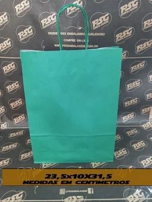 Sacola KB Chap. Verde Bandeira 23,5cm x 10cm x 31,5cm