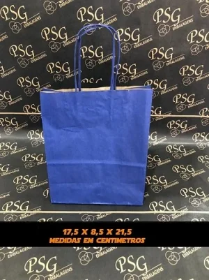 Sacola Kraft Azul 17,5cm x 8,5cm x 21,5cm