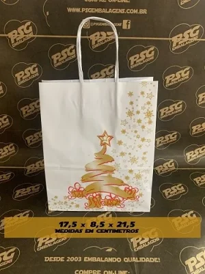 Sacola KB Natal Ouro 17,5x8,5x21,5cm