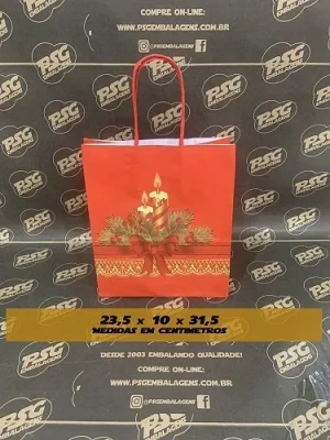 Sacola KB Vela de Natal 23,5x10x31,5cm