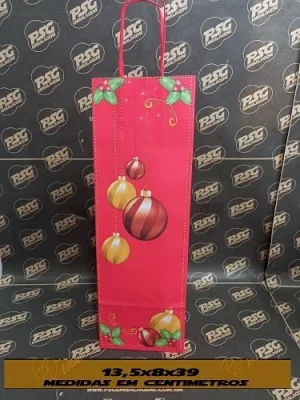 Sacola KB Vinho Natal 13,5x8x39cm