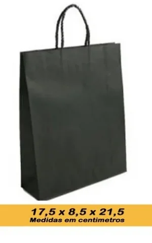 Sacola Kraft Chapada Preta 17,5cm x 8,5cm x 21,5cm