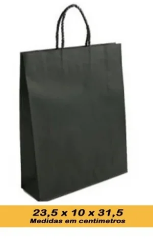 Sacola Kraft Natural Chapada preta 23,5CM x 10CM x 31,5cm