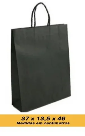 Sacola Kraft Natural Chapada preta 37cm x 13,5cm x 46cm