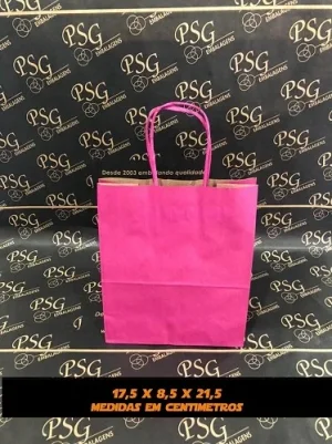 Sacola Kraft Pink 17,5cm x 8,5cm x 21,5cm