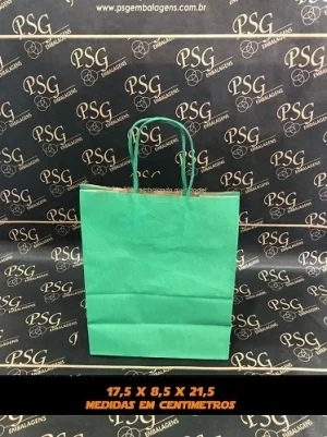 Sacola Kraft Verde 17,5cm x 8,5cm x 21,5cm