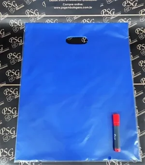 Sacola Plástica Alça Vazada G 40x50 - Azul