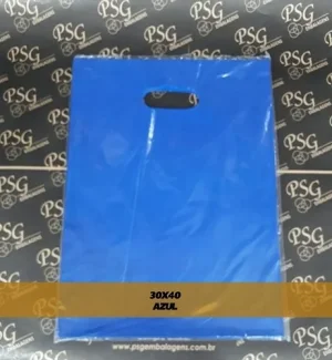 Sacola Plástica Alça Vazada M 30x40 - Azul