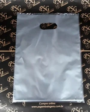 Sacola Plástica Alça Vazada P 20x30 - Prata