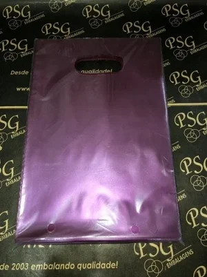 Sacola Plástica Alça Vazada P 20x30 - Roxo Pérola