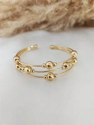 Bracelete Triplo Esferas - <strong>Dourado</strong>