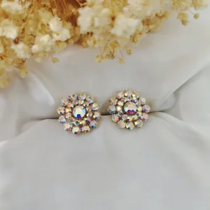 Brinco Redondo Lindo Flor Strass - <strong>Aurore Boreale</strong>