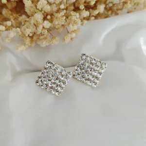 Brinco Quadrado Strass - <strong>Crystal</strong>