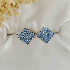 Brinco Quadrado Strass - <strong>Sapphire</strong>