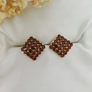 Brinco Quadrado Strass - <strong>Smoked Topaz</strong>