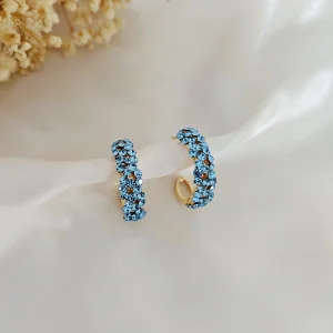 Brinco Argola Trançada de Strass - <strong>Aquamarine</strong>