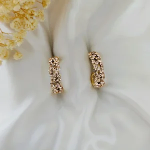 Brinco Argola Trançada de Strass - <strong>Light Peach</strong>