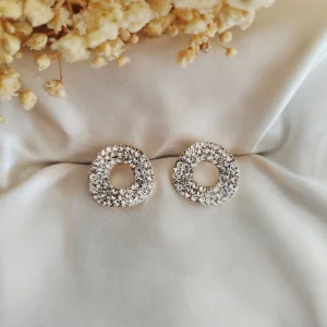 Brinco Círculo Vazado Strass - <strong>Crystal</strong>