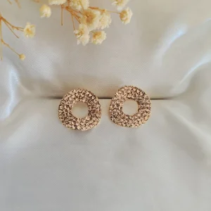 Brinco Círculo Vazado Strass - <strong>Light Peach</strong>