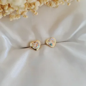 Brinco Coração Único Strass - <strong>Aurore Boreale</strong>
