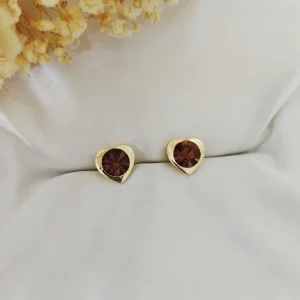 Brinco Coração Único Strass - <strong>Smoked Topaz</strong>